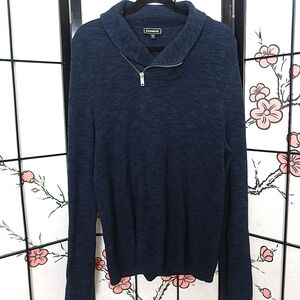 Express Quarter Zip Blue Sweater Size Medium